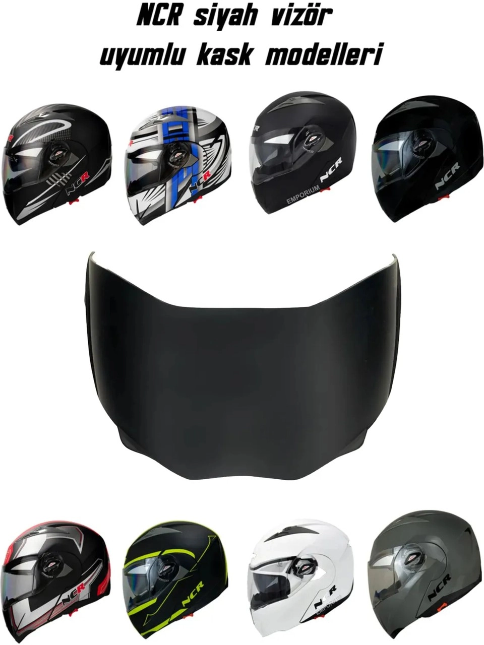 NCR 158 Çene Açılır Kask Siyah Vizör Camı