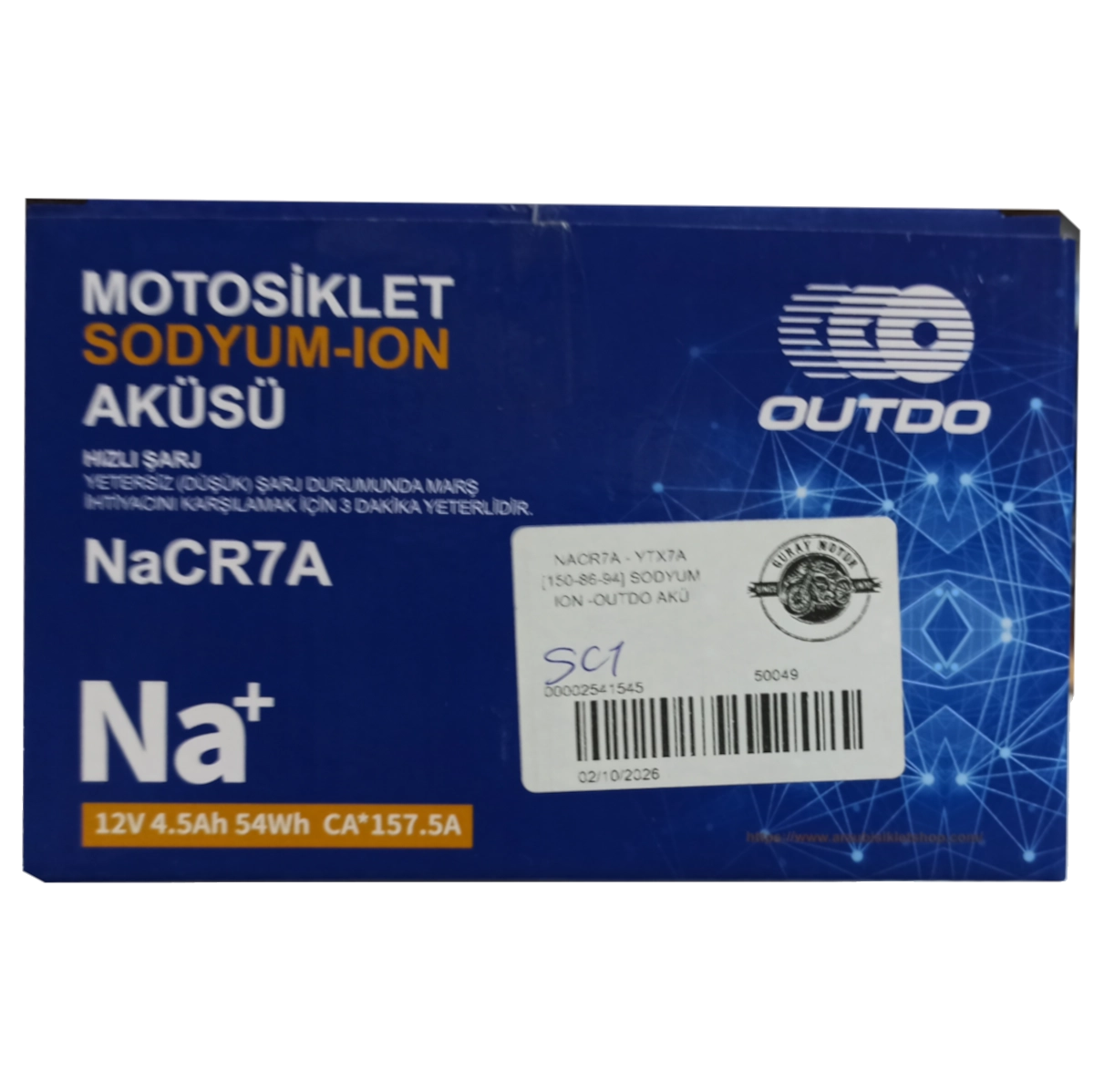 OUTDO NaCR7A - YTX7A [150*86*94] SODYUM ION -OUTDO AKÜ 2 Yıl Garantili