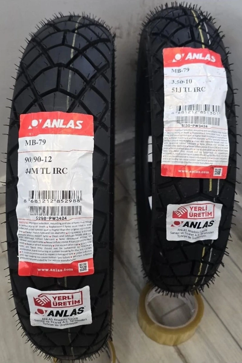 ANLAŞ Honda Activa S Fizy Ön 90/90-12 ve Arka 3.50-10 MB79 Anlaş İrc Set