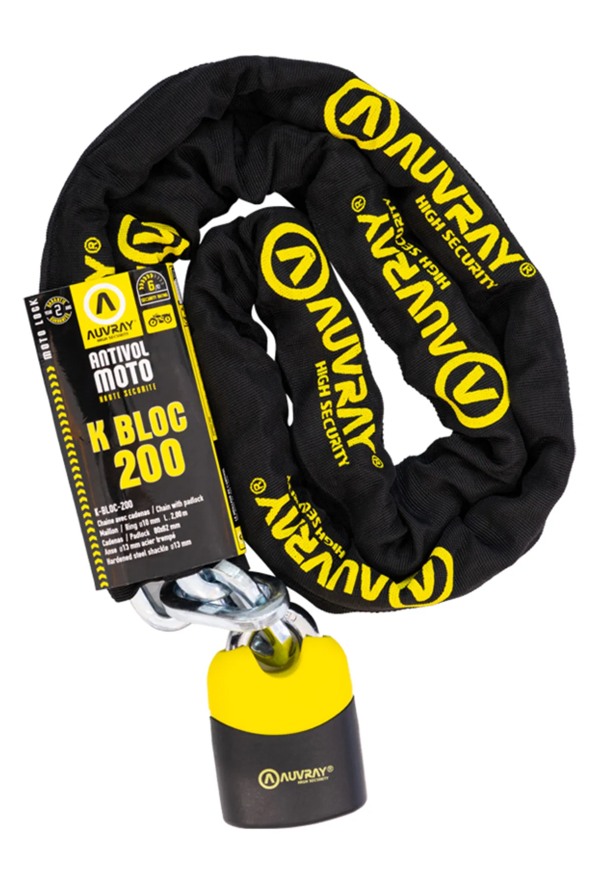 Auvray K-Bloc 200 Zincir + U-Kilit (200 cm)