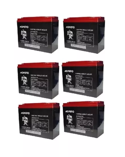 Monero 12v-24 Amper Dik E-bıke Akü 6’li Paket 20 Amper Ebatları İle Aynı Ebatlar: 180 X 78 X 170mm