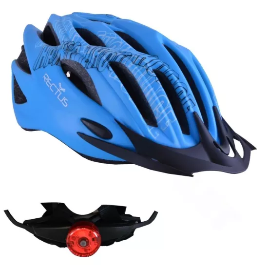 Monero BİSİKLET KASKI YETİŞKİN VİZÖRLÜ LEDLİ FİLELİ MAVİ (R-26/56 - 58 cm/M) RECTUS