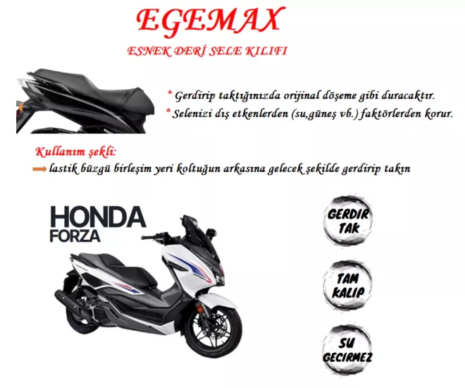 EGEMAX Honda Forza Esnek Sele Kılıfı Deri Su Geçirmez