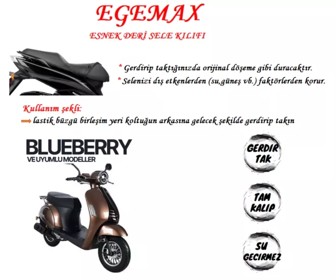 EGEMAX Honda Blueberry Esnek Sele Kılıfı Deri Su Geçirmez