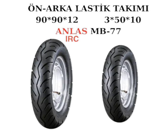 Anlaş/Irc Anlas IRC Set  Mondial Fury 110 90/90-12 ve 3.50-10 MB77 Ön Arka Set
