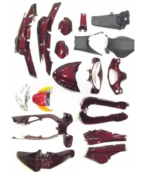 GTEM Mondial Ft 110 Koyu Kırmızı Bordo Kaporta Seti Far Stop Dahil 