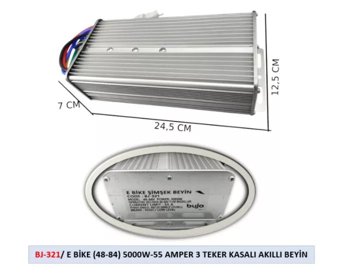 GTEM Elektrikli Kasalı 3 tekerlekli 5000w Akıllı Beyin 55 Amper